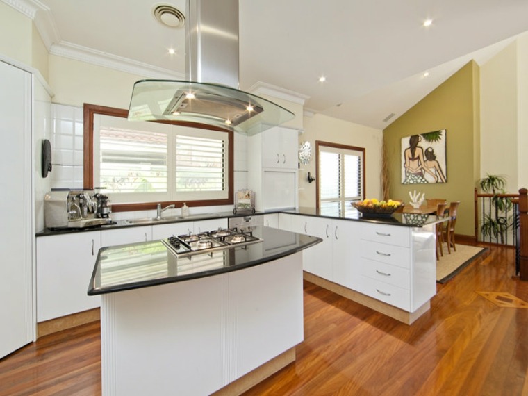 central island contemporary kitchen in l