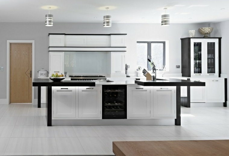 u kitchen with black bar white design wood