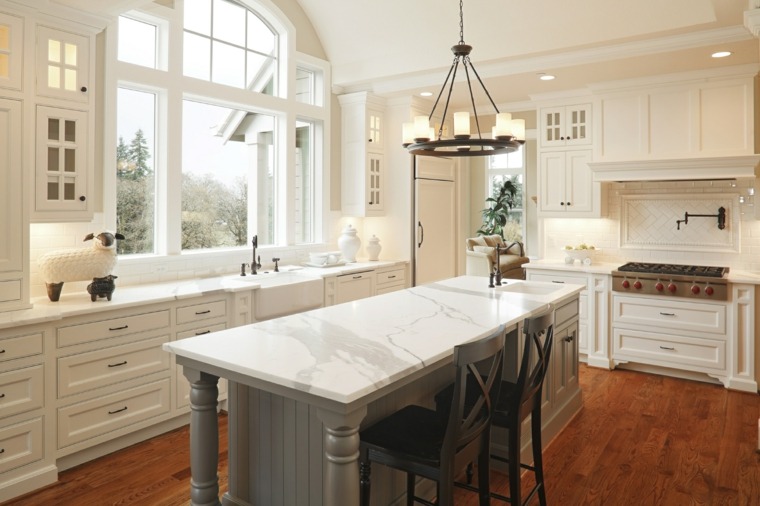 furniture kitchen white wood design island central lighting suspension