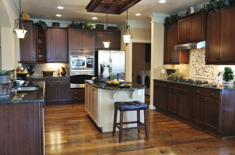 kitchen wood design central island fixture suspension parquet