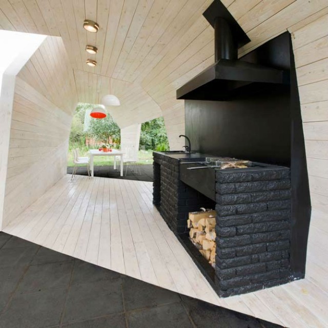 outdoor kitchen-design-single-barbecue-fixed