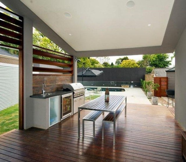 kitchen outdoor terrace wood-barbecue-fixed metal