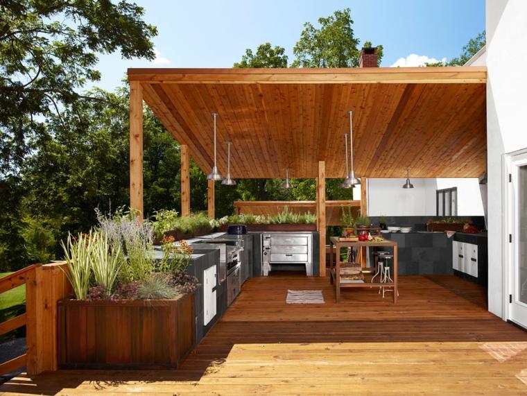 outdoor kitchen summer terraces wood