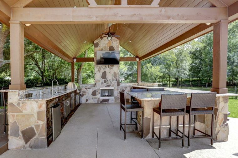 outdoor kitchen summer vast buried greenery