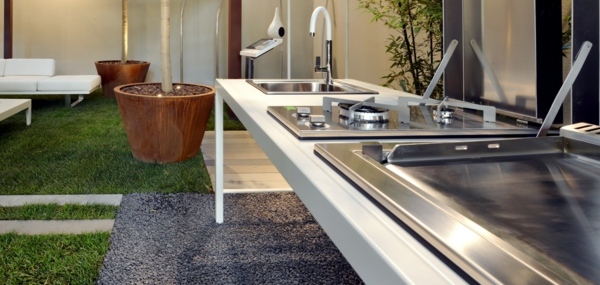 outdoor kitchen stainless steel worktop