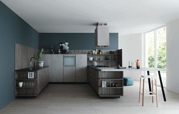 dark wood modern functional kitchen