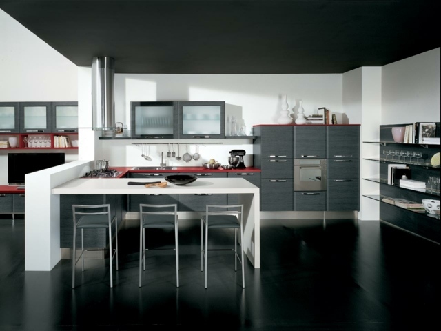 black gray kitchen