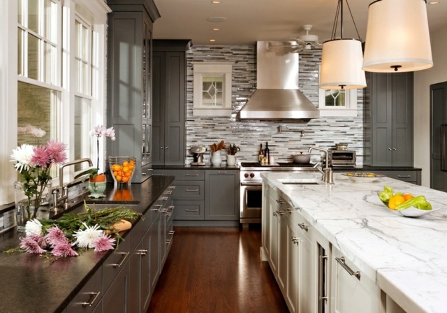 dark gray kitchen decorating idea pendant light kitchen island design