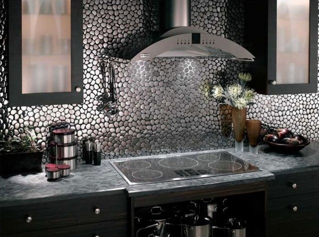 kitchen gray-original-idea-backsplash mosaic-hood-extractor