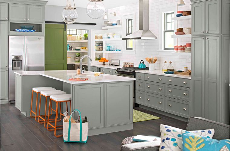 color gray kitchen modern plane in l