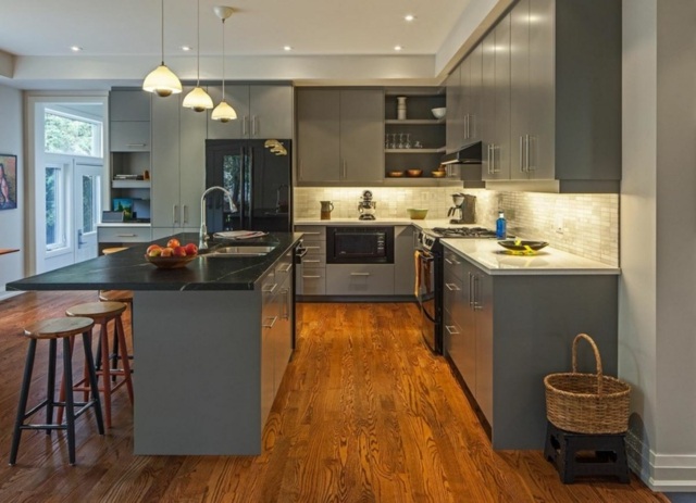 gray kitchen floor parquet soft color