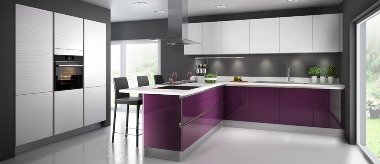 kitchen aubergine color design modern kitchen hood furniture purple gray surface white