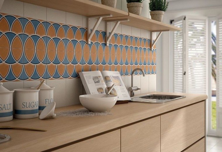 kitchen backsplash idea-basement-vinyl-tile imitation-of-cement