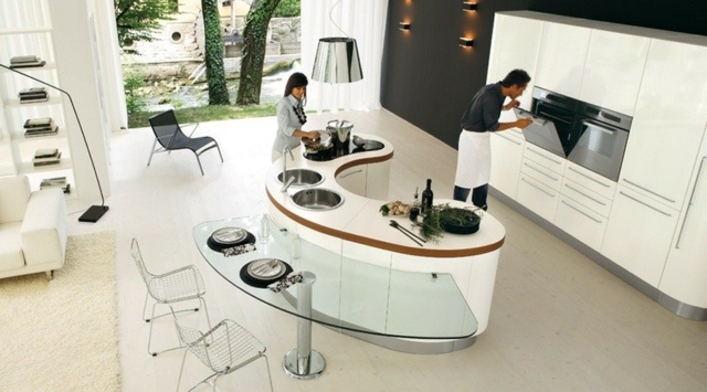 island shaped oval kitchen modern storage
