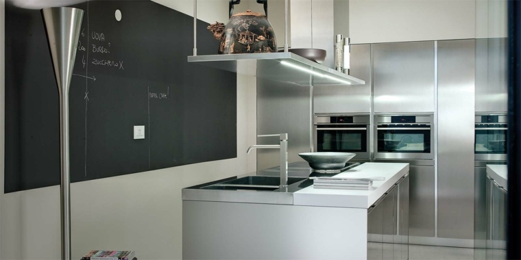 designer kitchen island central white and metal