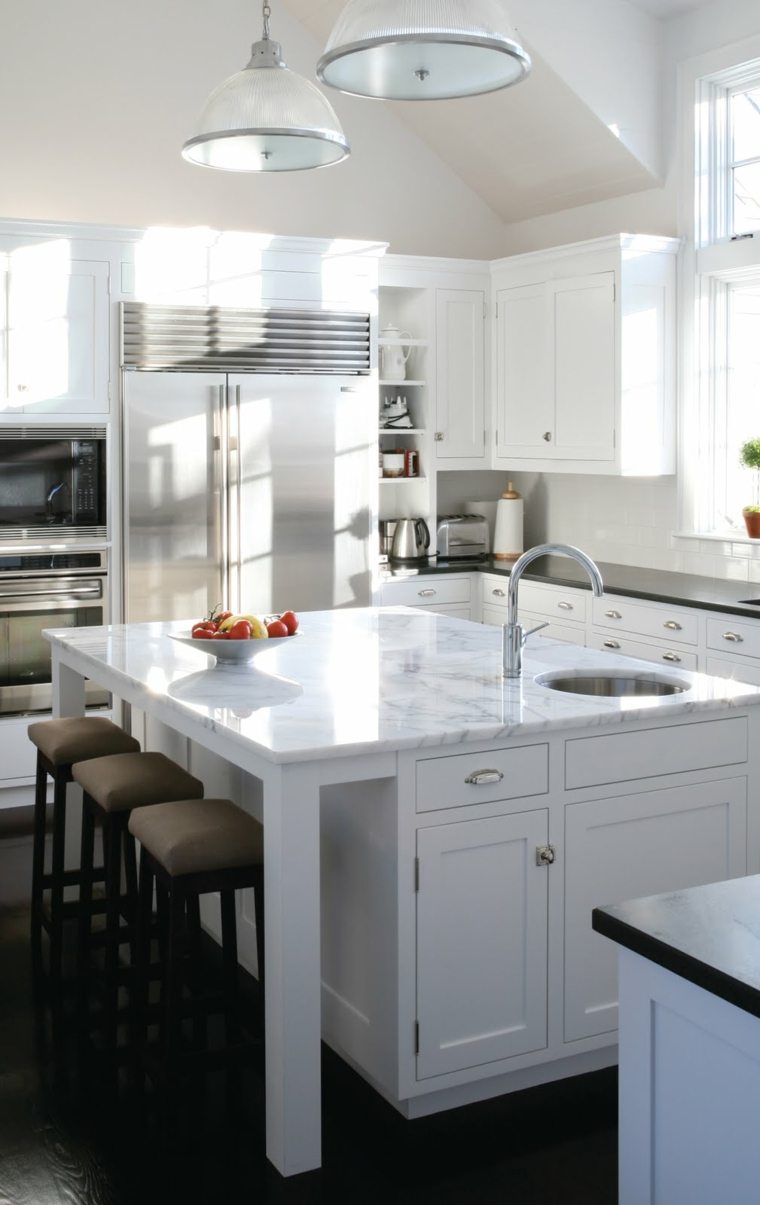 marble central island kitchen