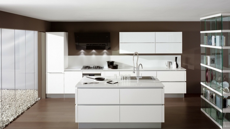 white kitchens with island layout