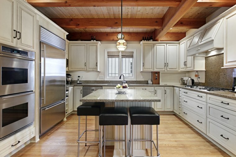 kitchen island layout idea design stool black leather lamp