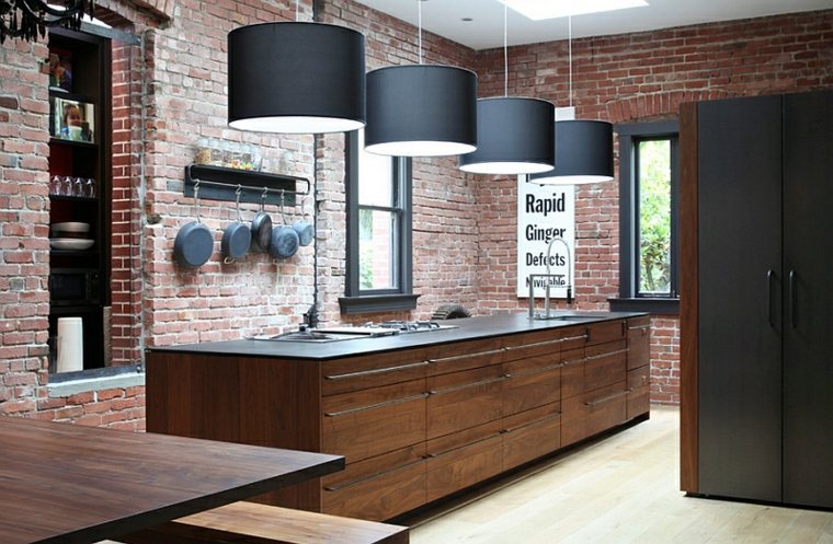 industrial kitchen deco bricks