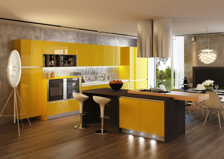 kitchen-interior-yellow-white-modern