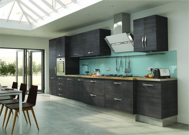 black kitchen decor and wood idea wall blue design furniture wood black white table