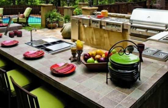 modern island garden kitchen