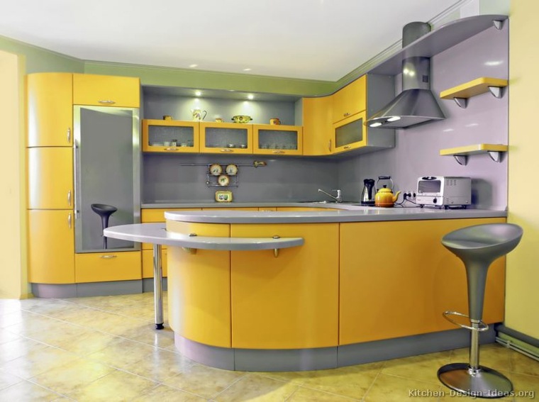 idea kitchen color center island gray yellow furniture design