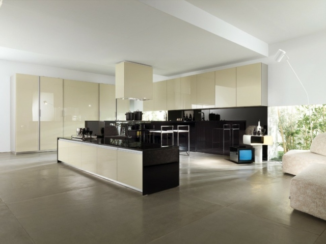 kitchen beige black lacquer