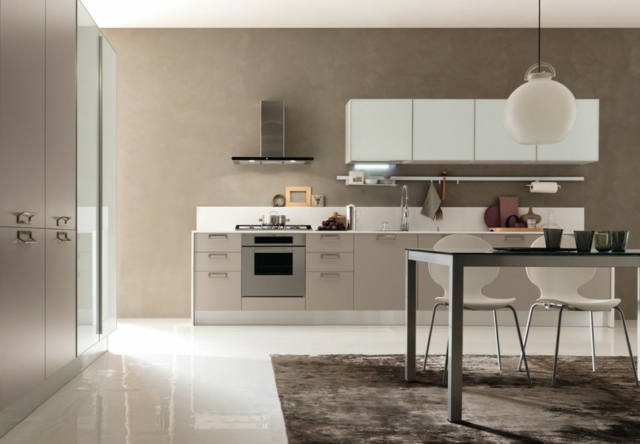 white lacquered kitchen beige