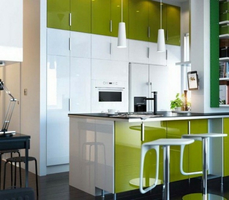 kitchen white lacquered green