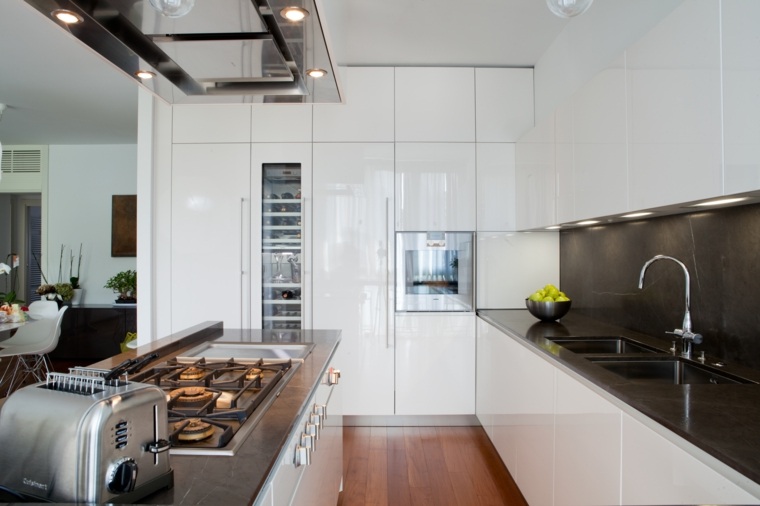 contemporary white lacquered kitchen