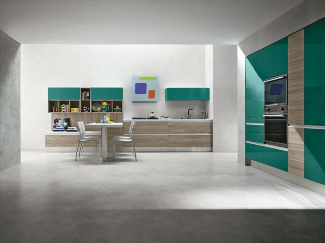 multicolored lacquered kitchen