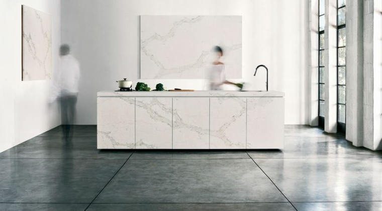 kitchen concrete marble island design idea arrange space kitchen