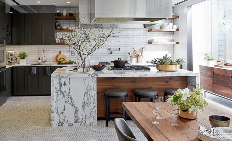 kitchen design kitchen island marble wood stools