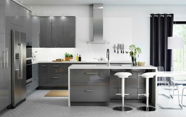 kitchen gray marble furniture design idea arrange space stools