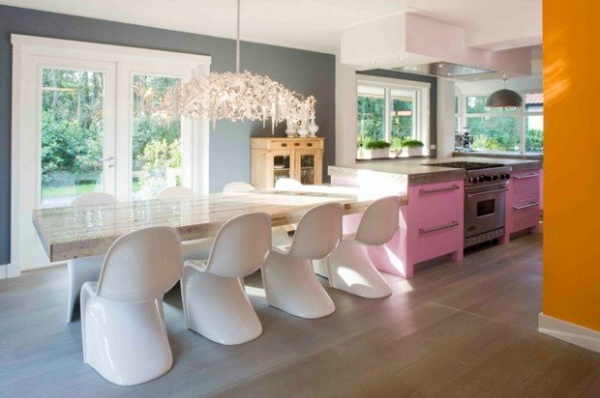 kitchen furniture design pink white