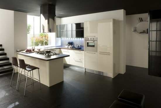 beige minimalist kitchen laquered