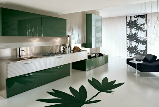 minimalist kitchen white green