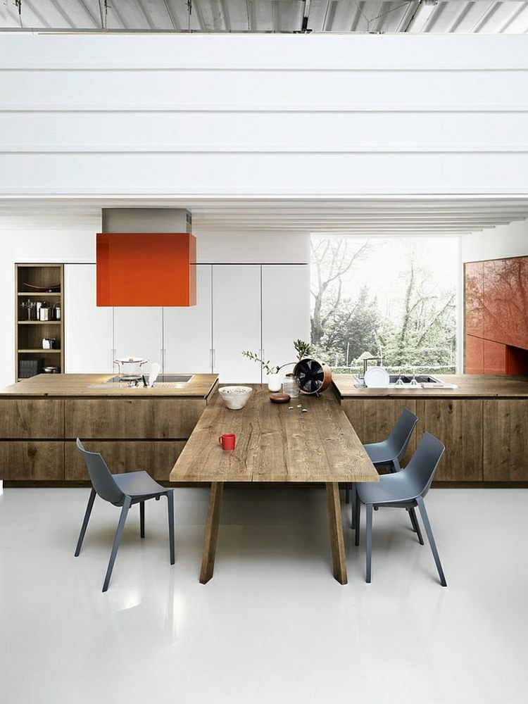 minimalist kitchen orange elements