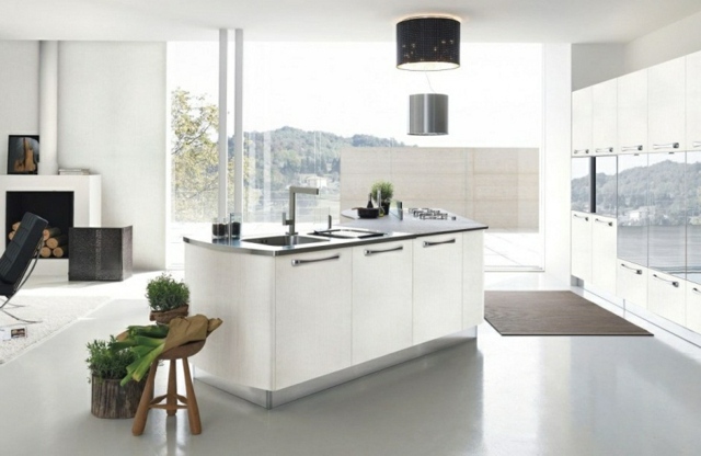 minimalist kitchen central island asymmetrical