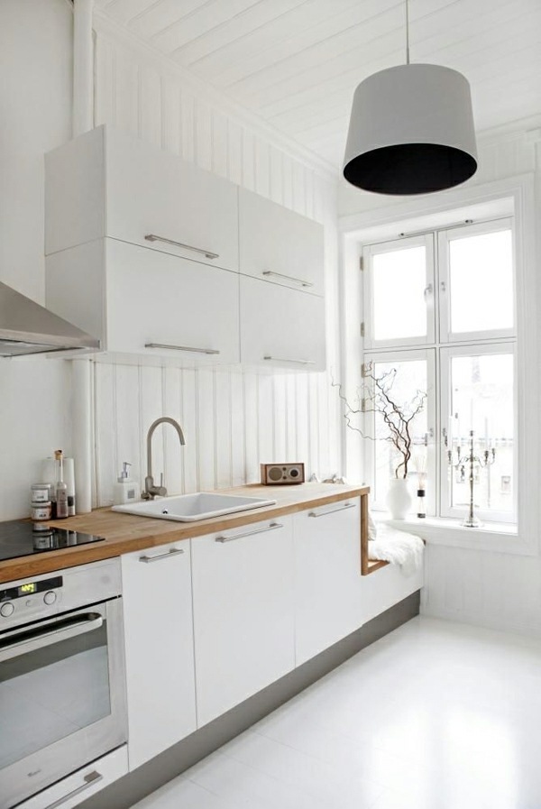 Scandinavian minimalist white kitchen