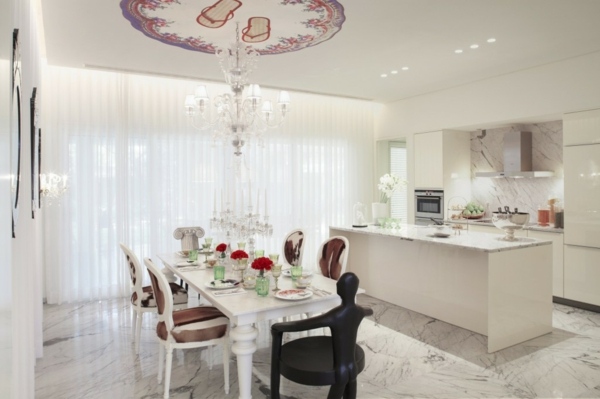 Stylish White Modern Kitchen White Kitchen Island White Kitchen Table White