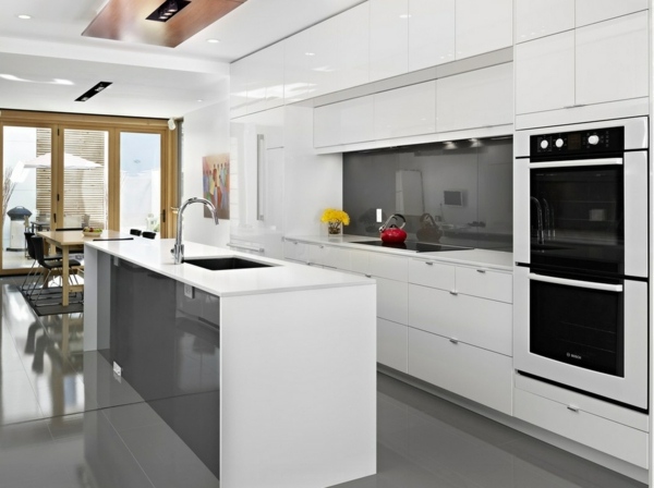modern kitchen white gray