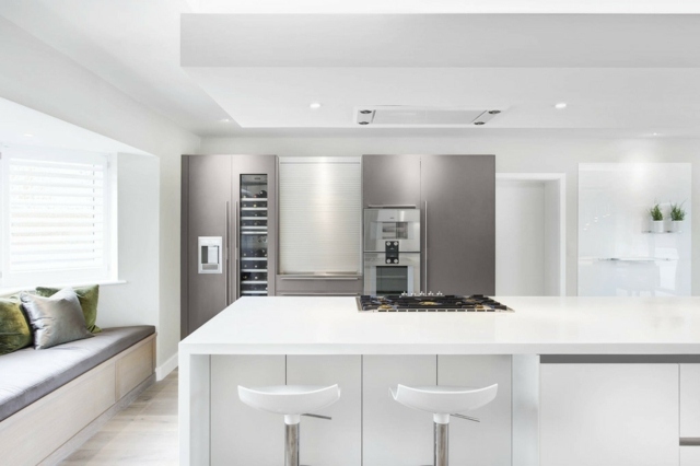 modern kitchen white gray