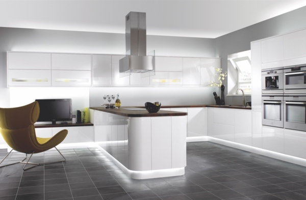 modern kitchen white idea deco armchair yellow kitchen island