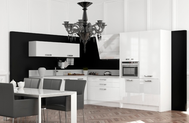 black white modern kitchen