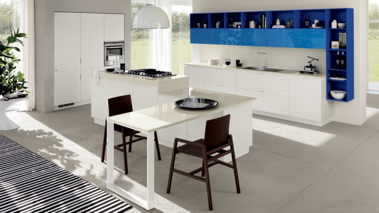 blue white modern kitchen