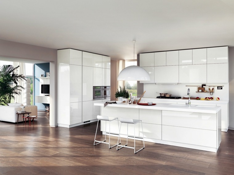 white modern kitchen lacquered