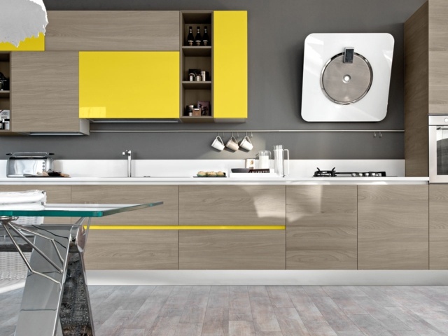 modern kitchen yellow wood