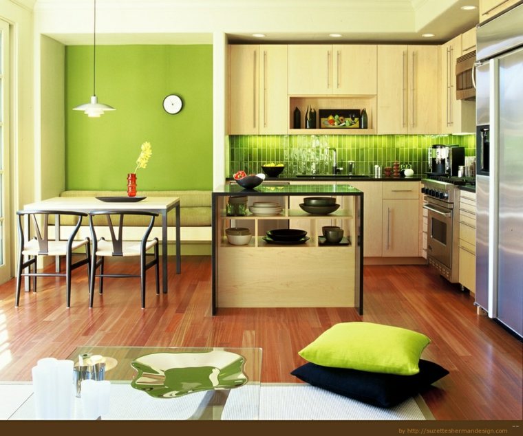 kitchen wood fixture hanging wall painted green idea colors